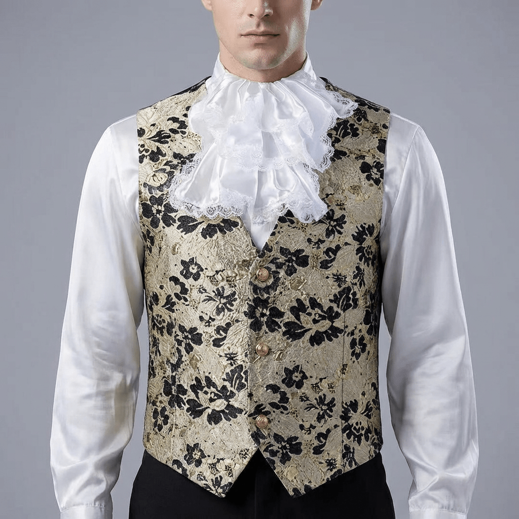 Black Gold Baroque Jacquard Regency Jacket for Men – Gothic Palace Formal Tailored Coat Plus Size - WonderlandByLilian