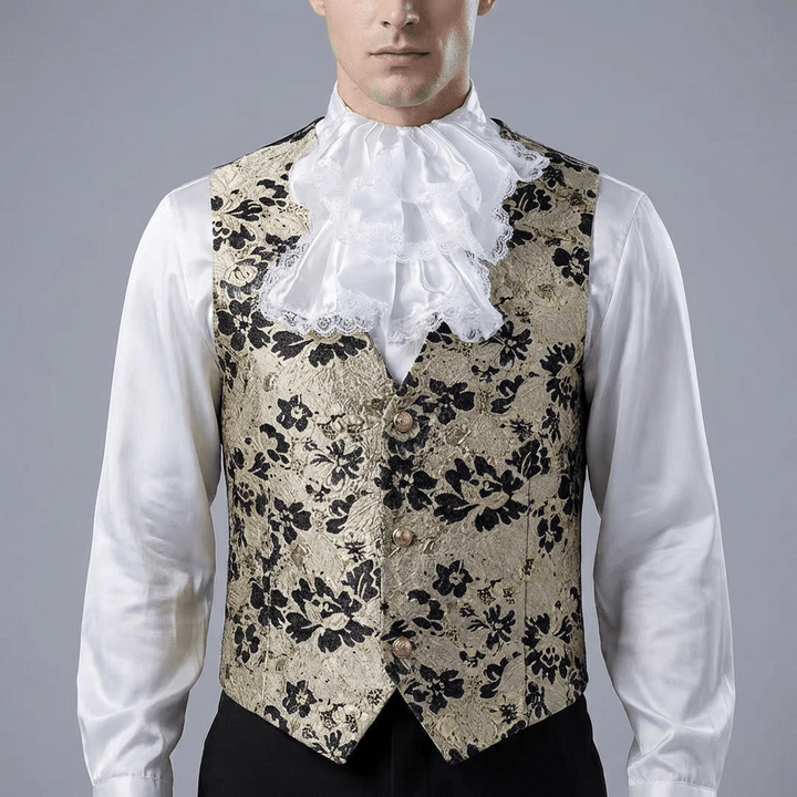 Black Gold Baroque Jacquard Regency Jacket for Men – Gothic Palace Formal Tailored Coat Plus Size - WonderlandByLilian