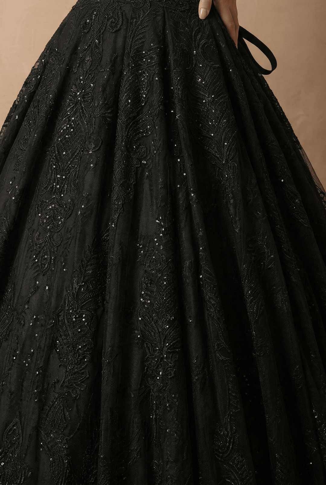 Black Gothic Luxury Lace Embroidery Wedding Dress – Off Shoulder Long Sleeve Corset Bridal Gown Plus Size - WonderlandByLilian