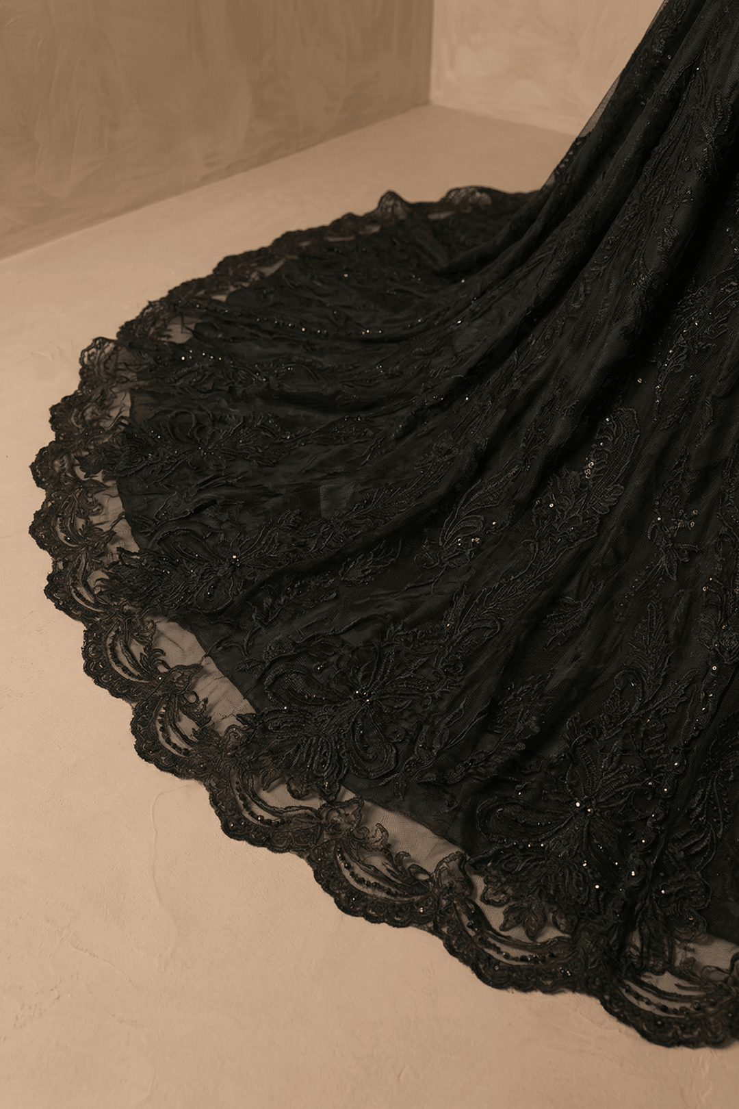 Black Gothic Luxury Lace Embroidery Wedding Dress – Off Shoulder Long Sleeve Corset Bridal Gown Plus Size - WonderlandByLilian