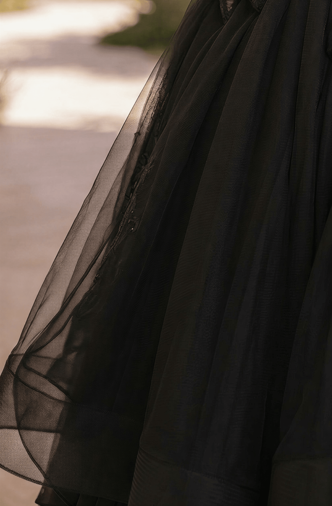 Black Gothic Tulle Wedding Dress – Corset Layered Bridal Gown Plus Size - WonderlandByLilian