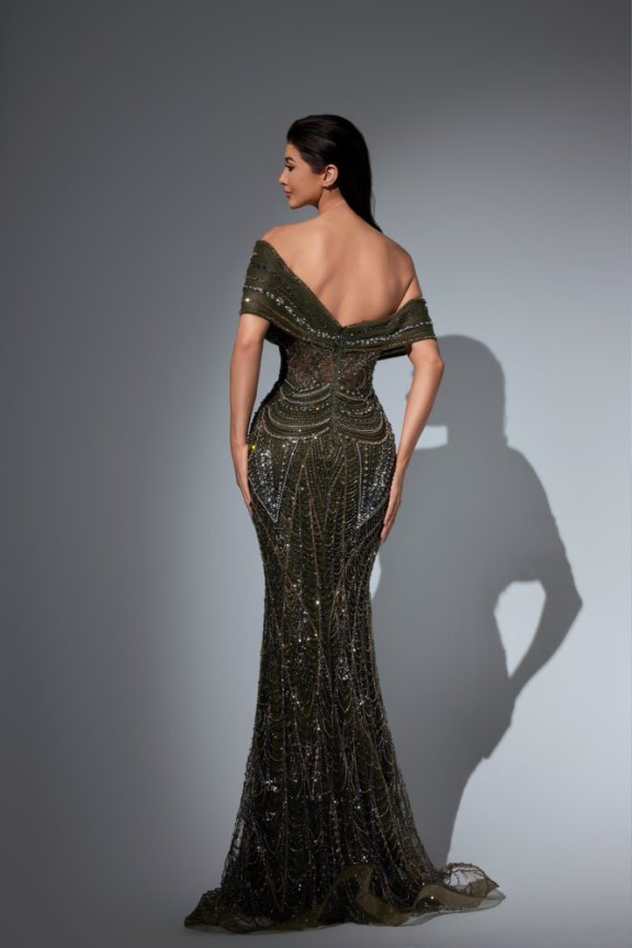 Black Sequin Ball Gown with Embellished Bodice – Champagne Dress for Wedding Guest Plus Size - WonderlandByLilian