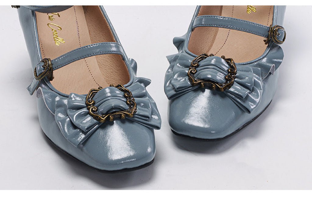 Blue Regency Heels and Lolita Mules with Bow - Lolita Shoes - WonderlandByLilian