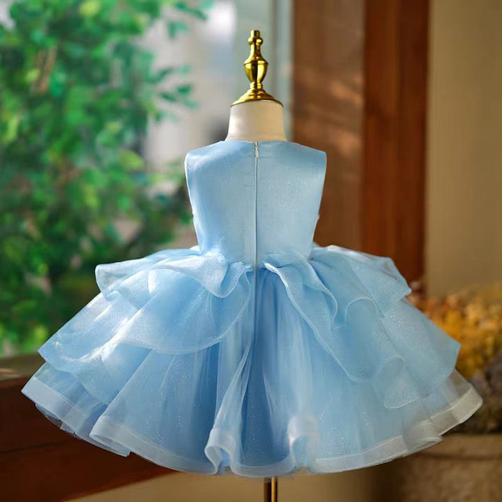 Blue Sequin Tulle Flower Girl Dress for Wedding – Sleeveless Plus Size - WonderlandByLilian