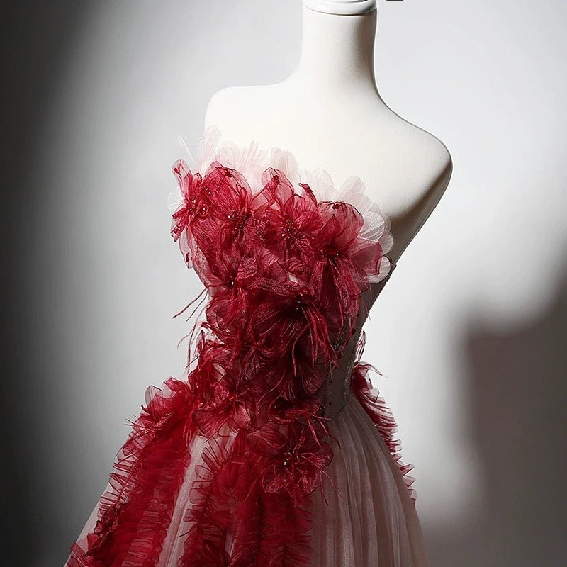 Pink & Red Floral Corset Tulle Dress | Wonderland By Lilian Size 16 / Pink / No Choker Pink & Red Floral Corset Tulle Dress | Wonderland By Lilian Size 16 / Pink / No Choker