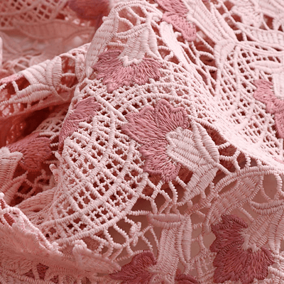 Blush Pink Embroidered Lace Fabric - WonderlandByLilian