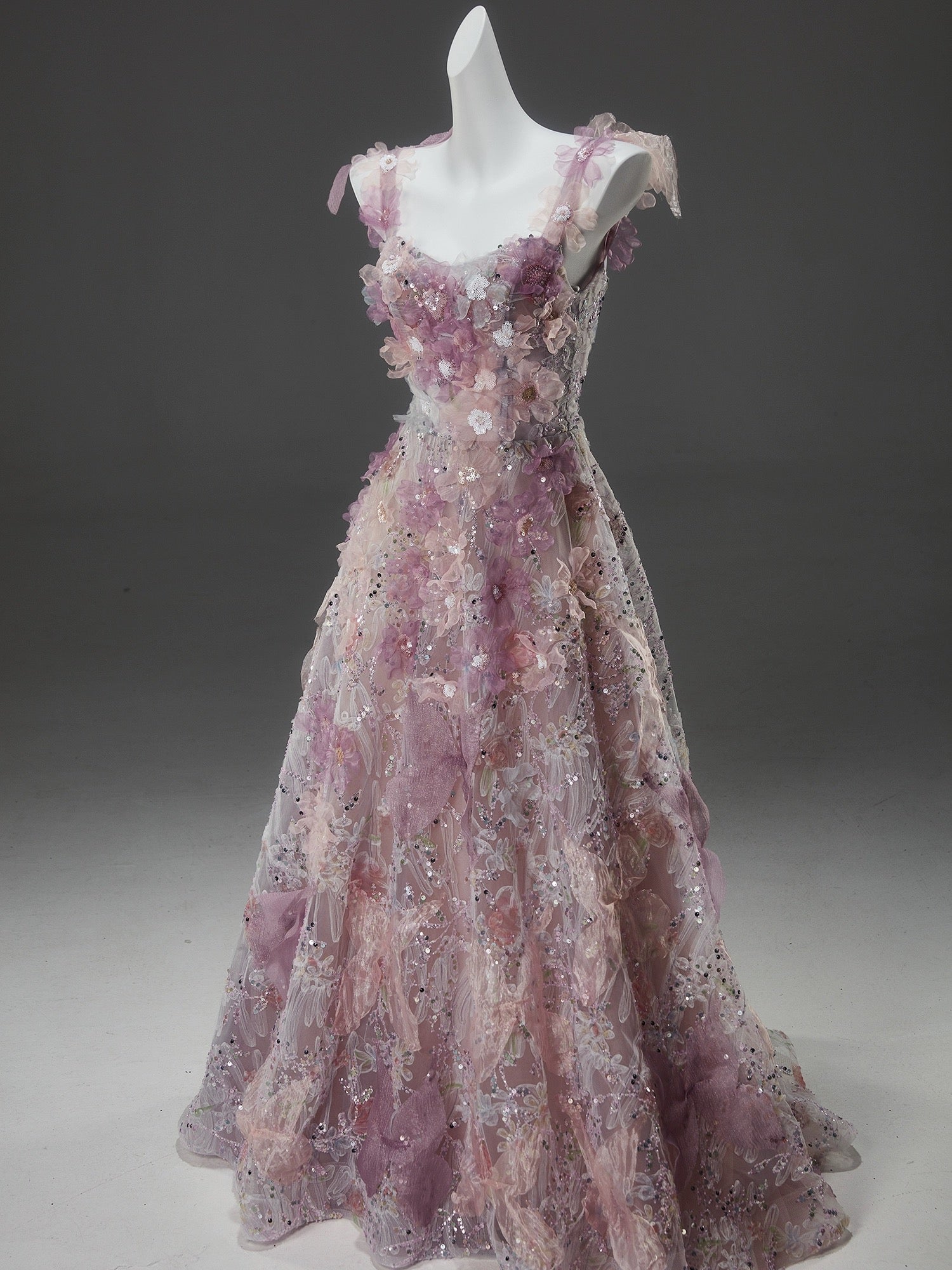 Blush Pink Floral Evening Dress