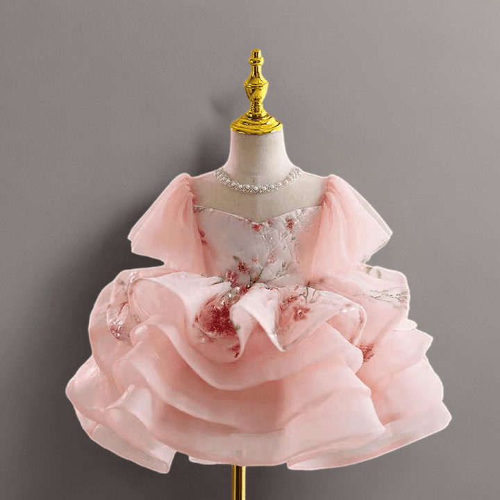 Blush Pink Floral Tulle Flower Girl Dress for Wedding – Layered Plus Size - WonderlandByLilian