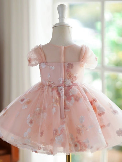 Blush Pink Flower Girl Dress with Embroidered Floral Accents - Plus Size - WonderlandByLilian