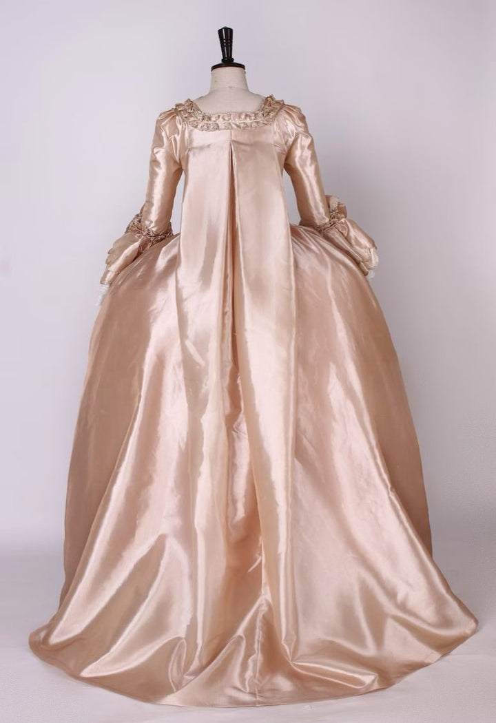 Blush Pink Rococo Fantasy Gown with Champagne Gold Accents - Baroque Court Dress Plus Size - WonderlandByLilian