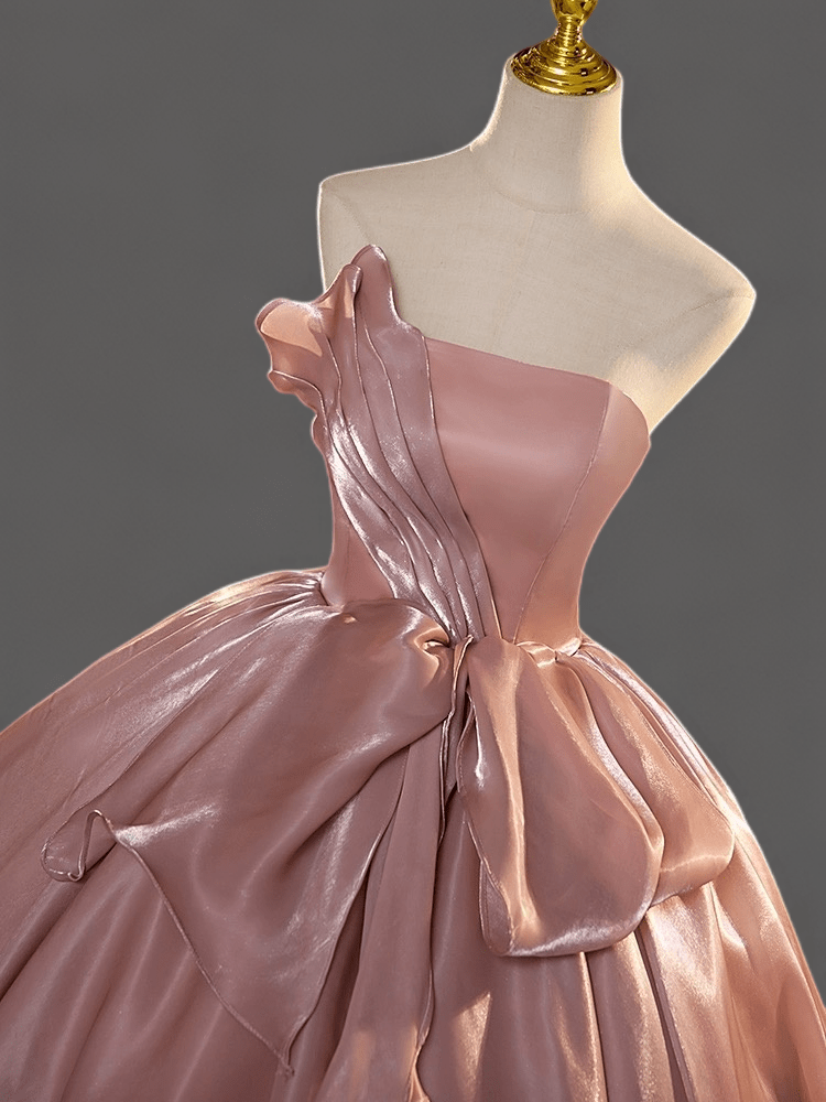 Blush Pink Satin Evening Dress - Corset Back Wedding Dress with Luxe B WonderlandByLilian Blush Pink Satin Evening Dress - Corset Back Wedding Dress with Luxe B WonderlandByLilian
