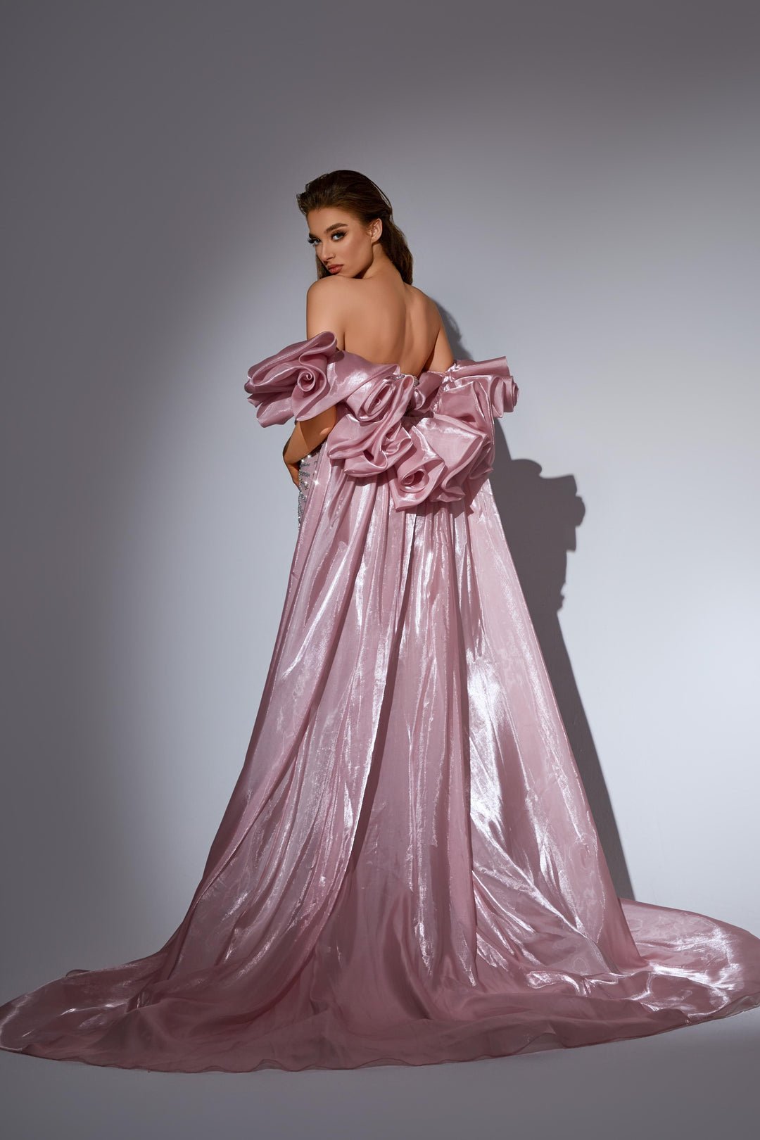 Blush Pink Sequin Dress with Strapless Corset and Dramatic Overskirt – Sparkly Maxi Dress with Tulle Plus Size - WonderlandByLilian