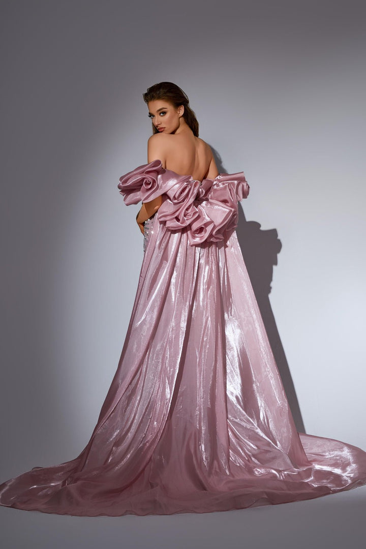 Blush Pink Sequin Dress with Strapless Corset and Dramatic Overskirt – Sparkly Maxi Dress with Tulle Plus Size - WonderlandByLilian