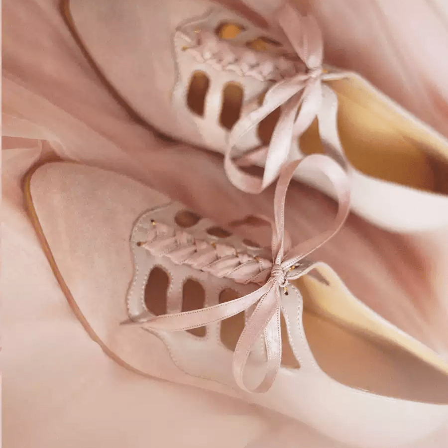 "Blush Sonata" – Handmade Lace - Up Mary Jane Wedding Heels - WonderlandByLilian
