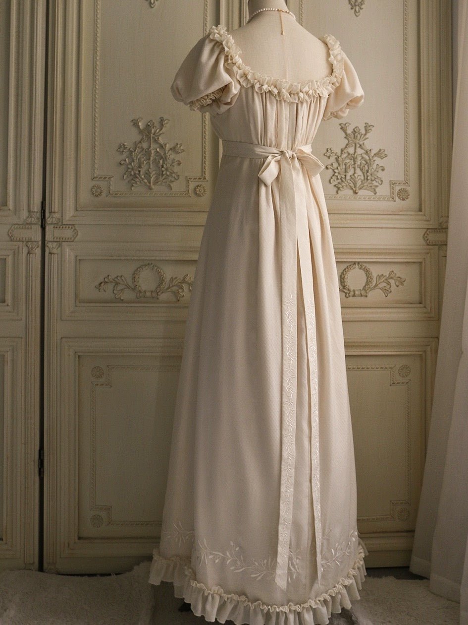 Long Chiffon Dress with One Ruffle Shoulder Regency