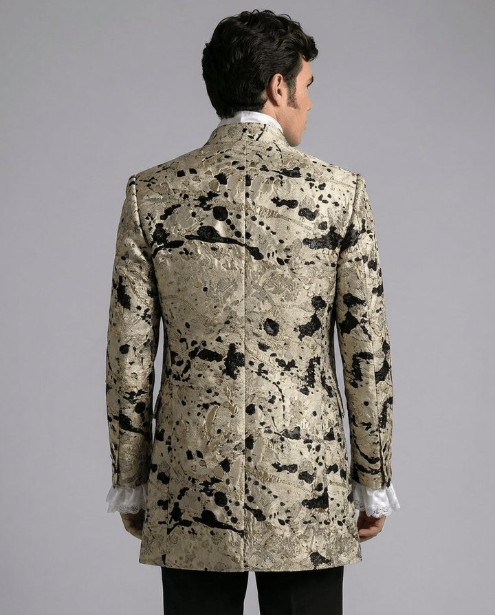 Bridgerton Inspired Gold Abstract Jacquard Regency Jacket for Men – Artistic Palace Formal Tailored Coat Plus Size - WonderlandByLilian