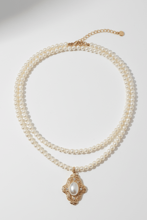 Bridgerton - Inspired Handmade Regency Era Pearl Pendant Necklace Jewelry - WonderlandByLilian