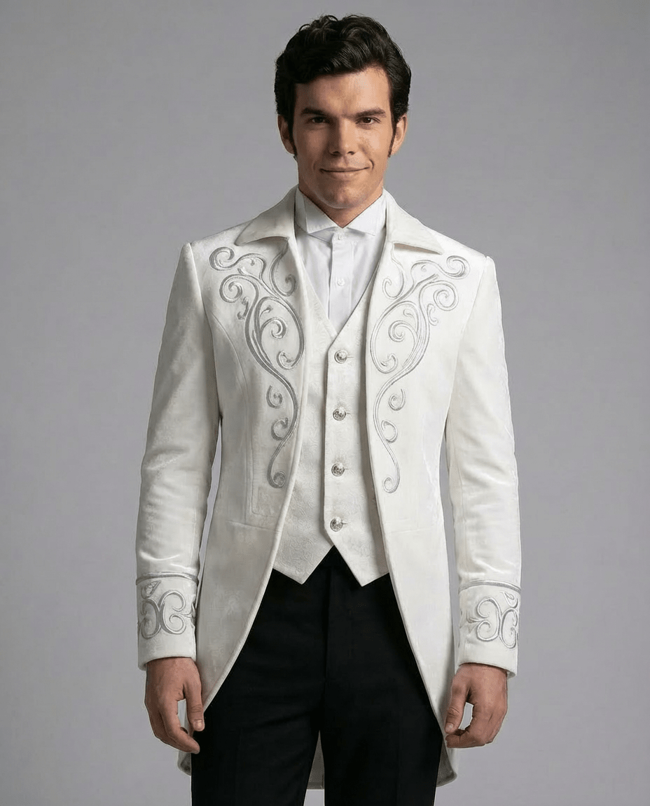 British Palace Embroidered White Regency Tailcoat Jacket for Men – Vintage Formal Ceremony Coat Tailor Made Plus Size - WonderlandByLilian
