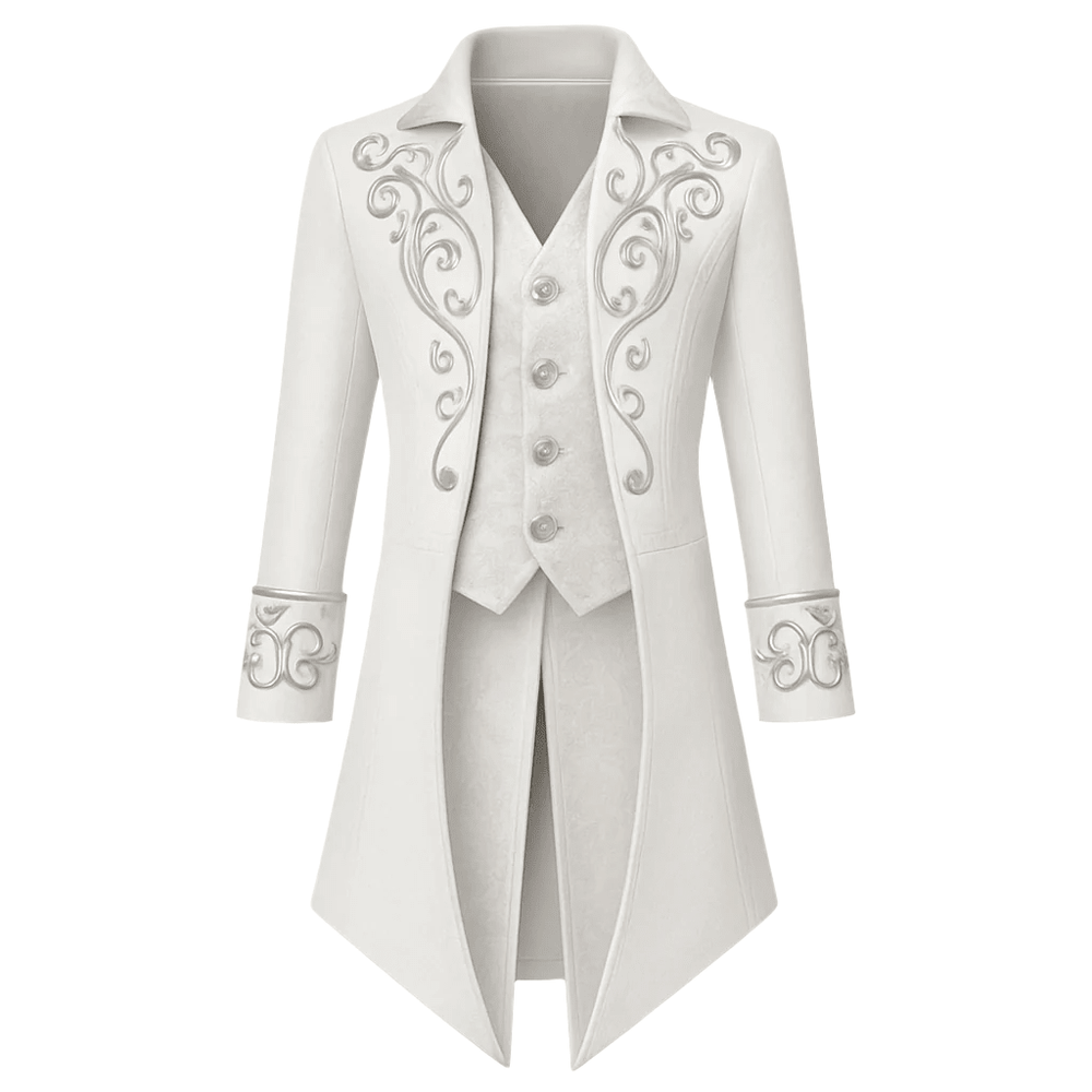 British Palace Embroidered White Regency Tailcoat Jacket for Men – Vintage Formal Ceremony Coat Tailor Made Plus Size - WonderlandByLilian