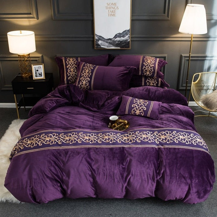 BROOKLYN VELVET ROYAL DUVET COVER & SHAMS 500TC - WonderlandByLilian