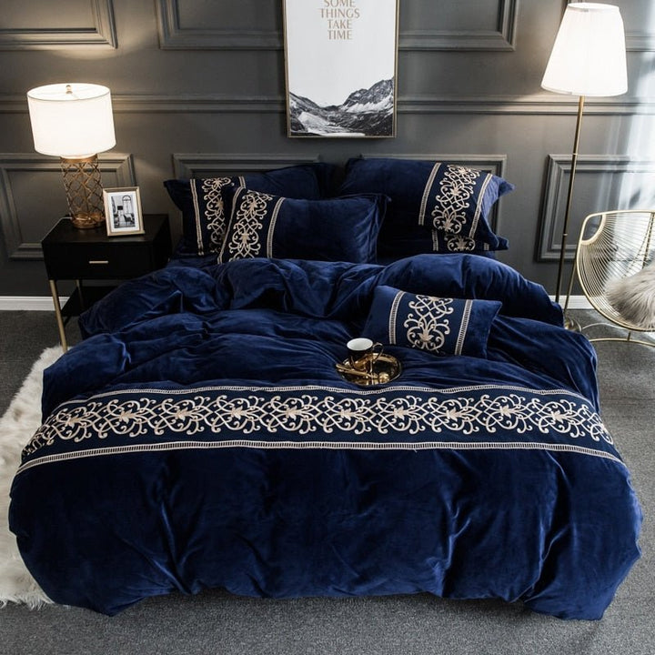 BROOKLYN VELVET ROYAL DUVET COVER & SHAMS 500TC - WonderlandByLilian