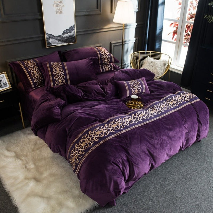 BROOKLYN VELVET ROYAL DUVET COVER & SHAMS 500TC - WonderlandByLilian