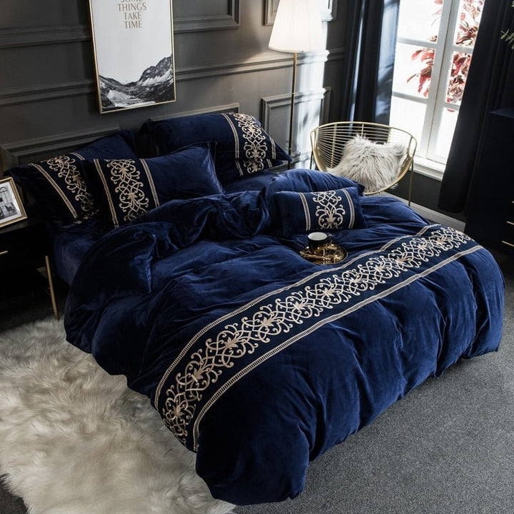 BROOKLYN VELVET ROYAL DUVET COVER & SHAMS 500TC - WonderlandByLilian