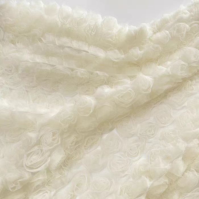 Bubble - Feeling 3D Rose Appliqué High - Density Mesh Lace Fabric for Dresses and Skirts - WonderlandByLilian