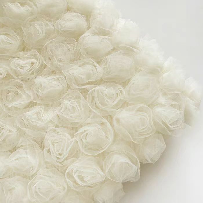 Bubble - Feeling 3D Rose Appliqué High - Density Mesh Lace Fabric for Dresses and Skirts - WonderlandByLilian