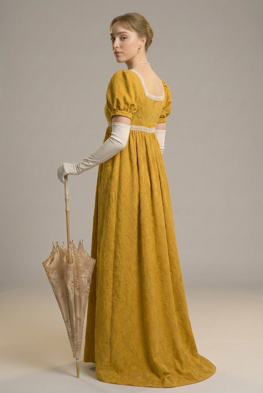 Bridgerton Regency Era Yellow Dress Plus Size - Empire Waist Ball Gown - Regency Wedding Dress Bridgerton Regency Era Yellow Dress Plus Size - Empire Waist Ball Gown - Regency Wedding Dress