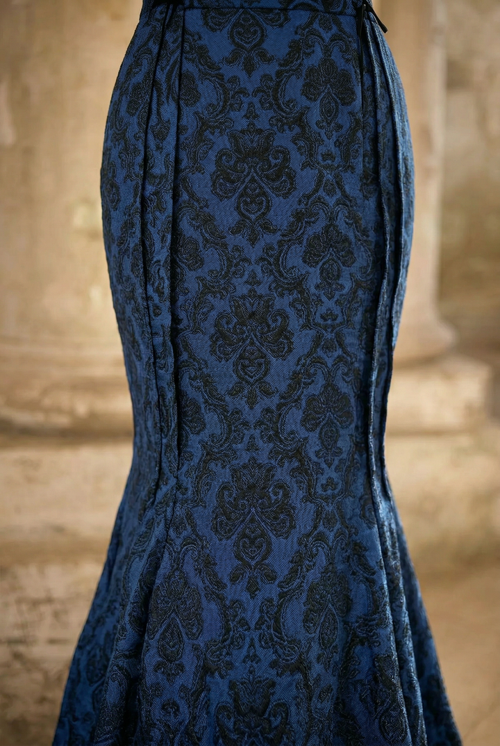 Gothic Purple and Black Lolita Victorian Mermaid Dress with Bow Design Plus Size