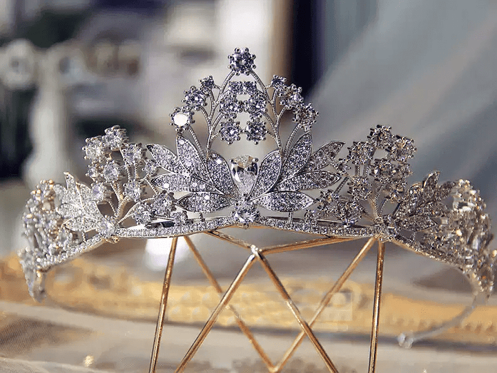Celestial Garden – Floral Crystal Bridal Crown Tiara - WonderlandByLilian