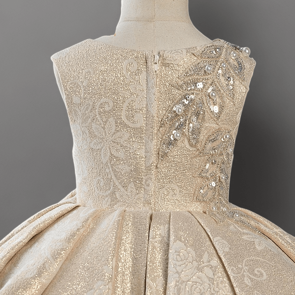 Champagne Layered Tulle Toddler Flower Girl Dress with Beaded Bodice – Special Occasion Girl Dress Plus Size - WonderlandByLilian