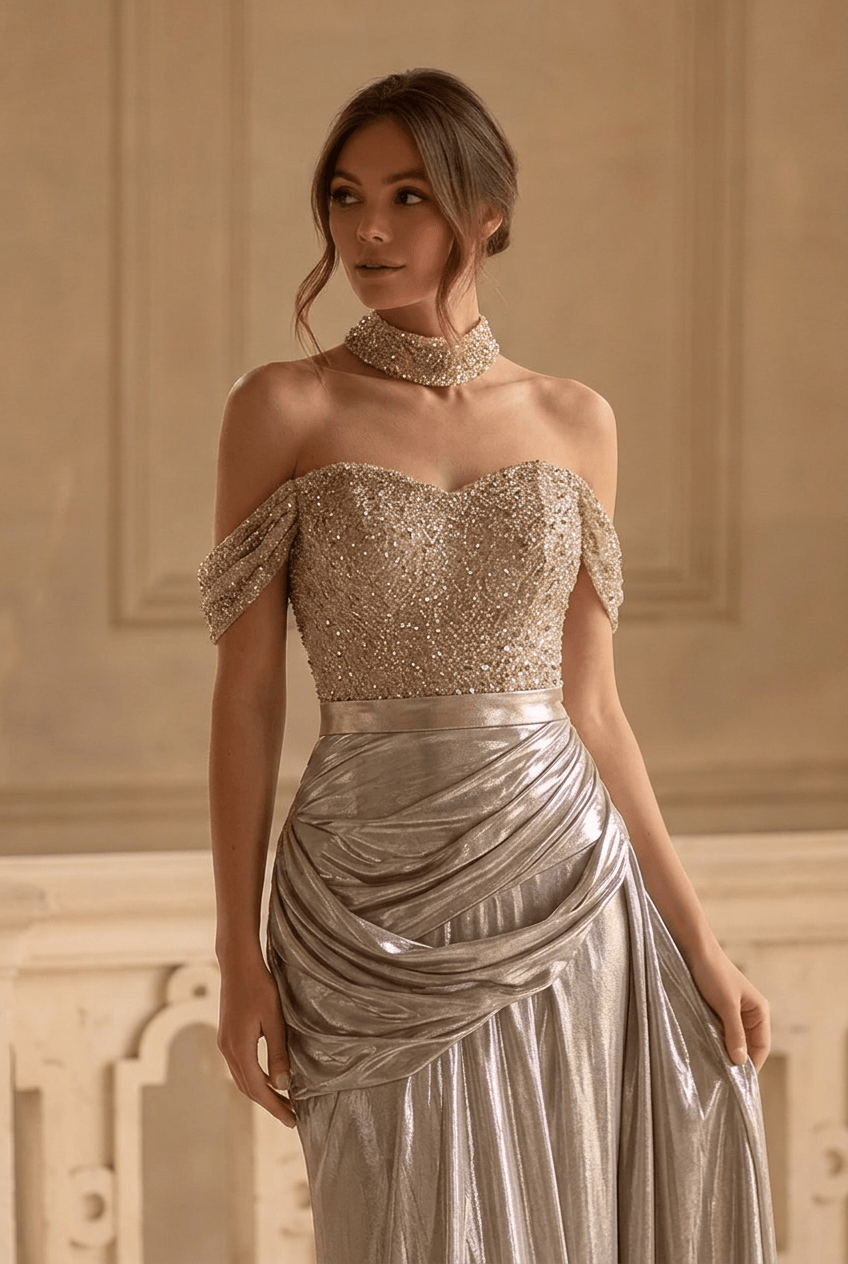 champagne occasion dress Formal Long Mother of the Bride Dress