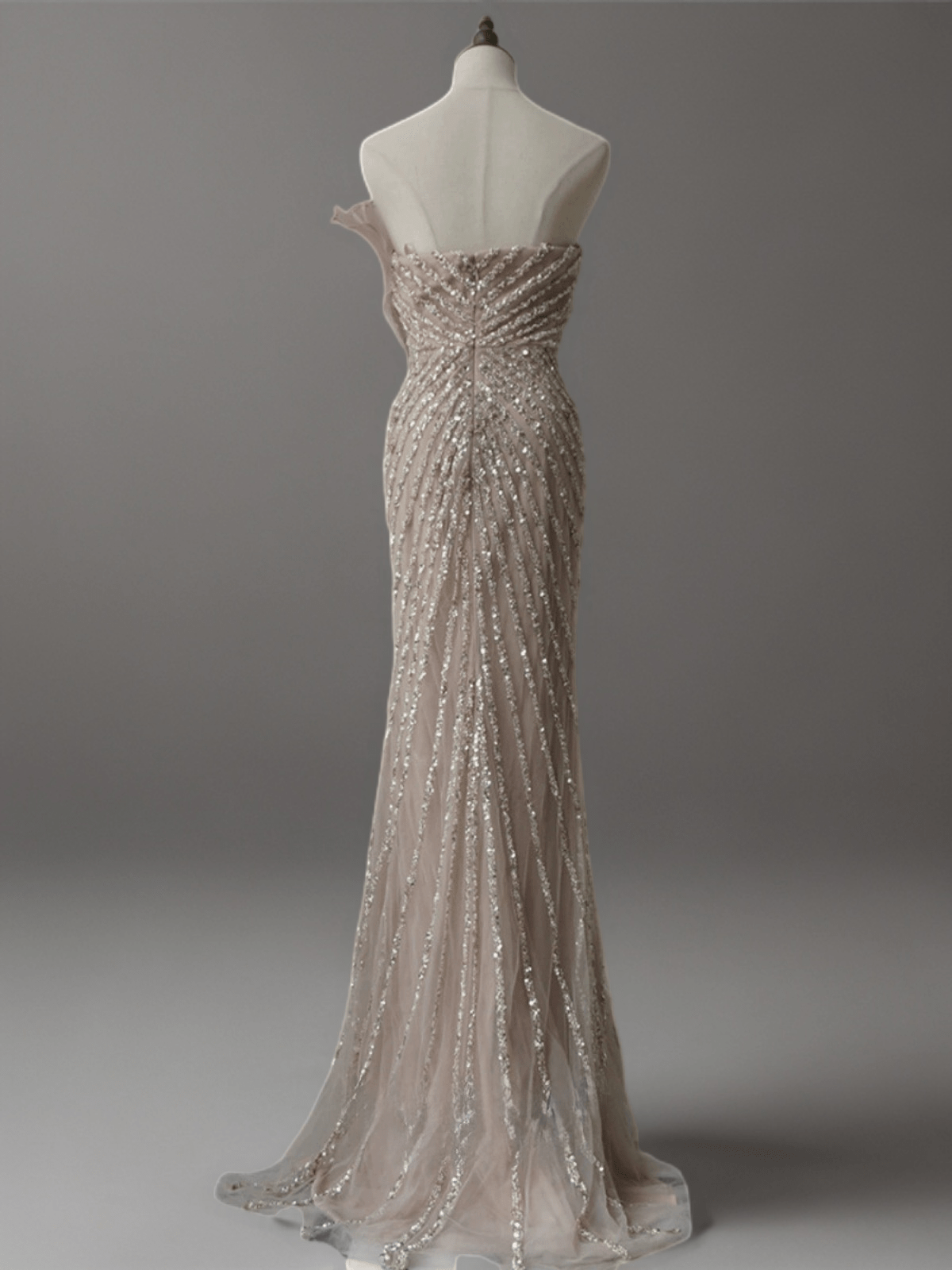 Champagne Pretty Sequin Dress with Side Slit