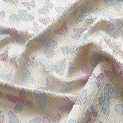 Charming Iridescent Butterfly Jacquard Fabric in Soft Cream - WonderlandByLilian