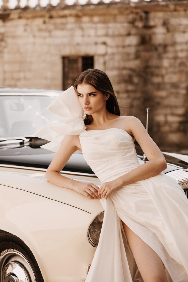 taffeta a line wedding dress Taffeta A Line Wedding Dresses Short Puff Sleeve ZW703 -