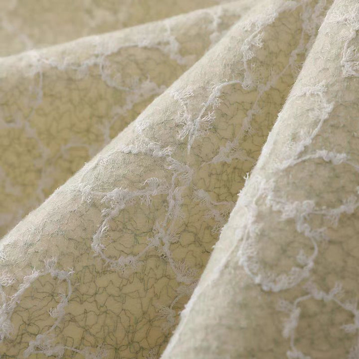 Chic Floral Embroidered Lace on Faux Wool Fabric in Soft Cream - WonderlandByLilian