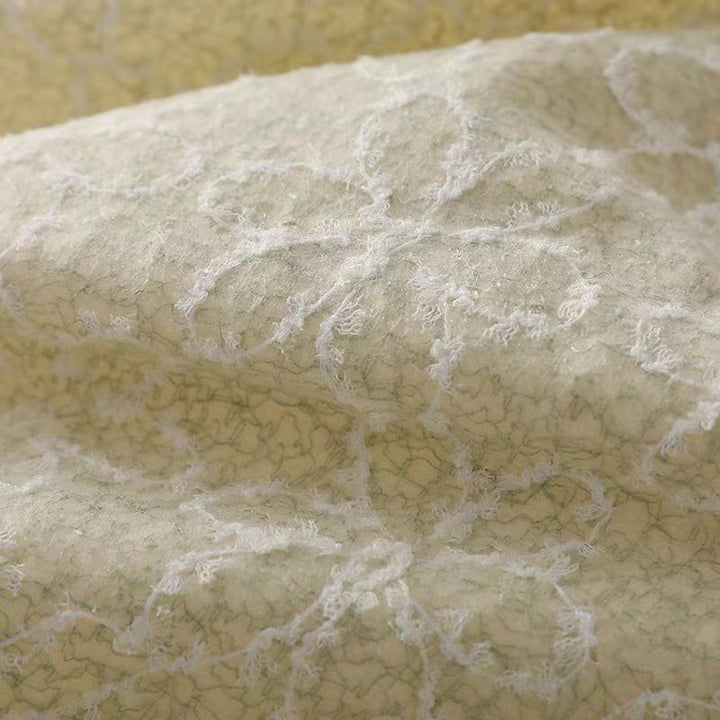 Chic Floral Embroidered Lace on Faux Wool Fabric in Soft Cream - WonderlandByLilian