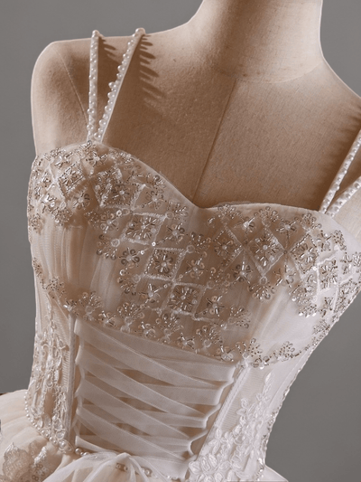 Chic Short Lace Wedding Party Dress - Embellished Corset Tulle Bridal Dress Plus Size - WonderlandByLilian