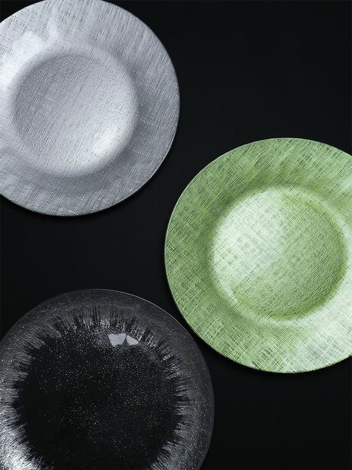 Classic Italian Handcrafted Venetian Gilded Glass Plates Set in Silver and Gold - WonderlandByLilian