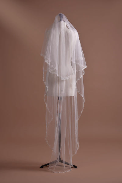 Classic Lace Edge Soft Tulle Wedding Veil, Available with or without Comb - WonderlandByLilian