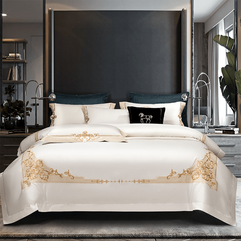 Cleopatra White Luxury Egyptian Cotton Bedding Set - WonderlandByLilian