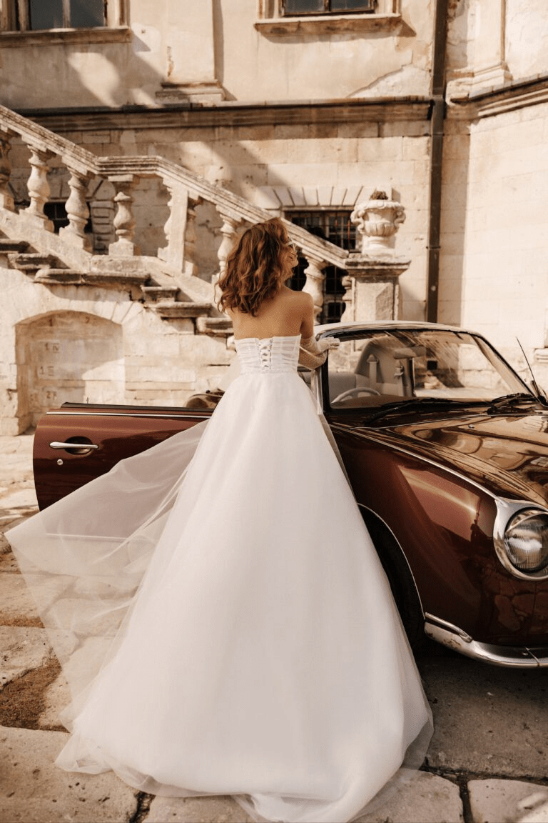 Convertible Wedding Dress - Lace Corset Back Wedding Dress - Mini Elopement Dress with Tulle Plus Size - NAOMI - WonderlandByLilian