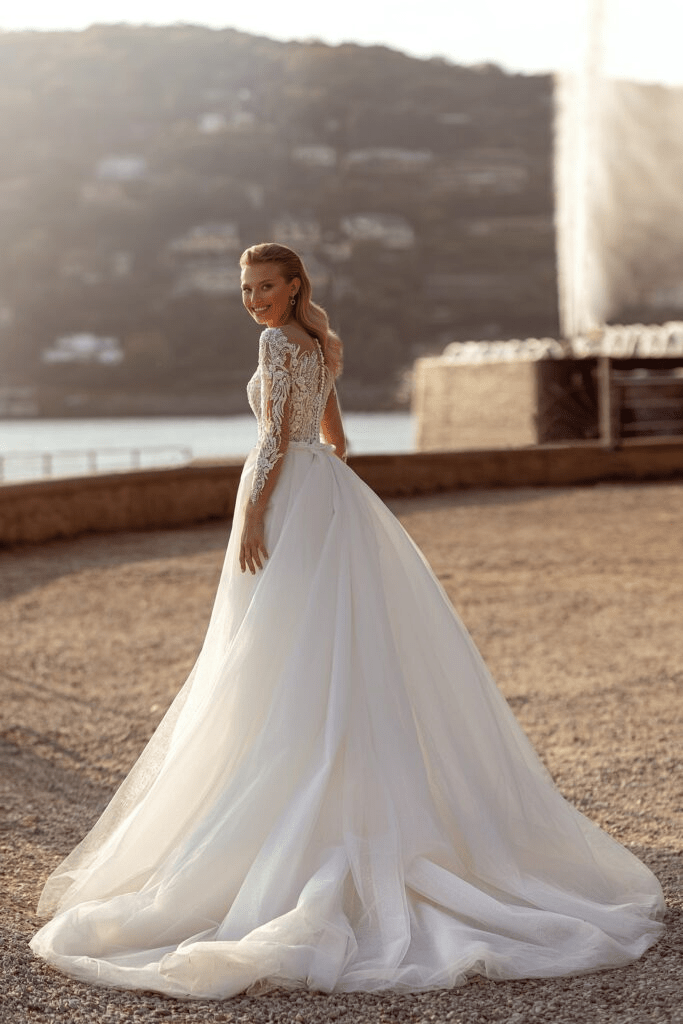 Convertible Wedding Dress - Long Sleeve Wedding Dress - Tulle Mermaid Wedding Gown Plus Size - WonderlandByLilian