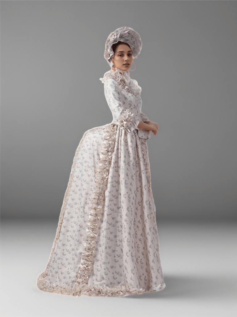 Cream Rococo Style Dress - Enchanting Floral Print Victorian Ball Gown with Vintage Grace Plus Size - WonderlandByLilian
