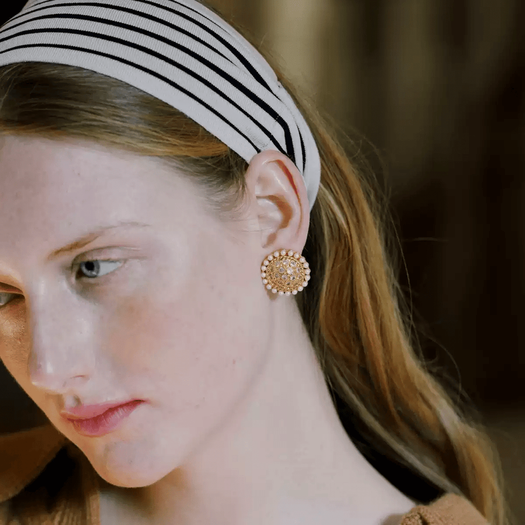Crown of Hera – Handmade Vintage Pearl and Crystal Earrings – Hera - WonderlandByLilian