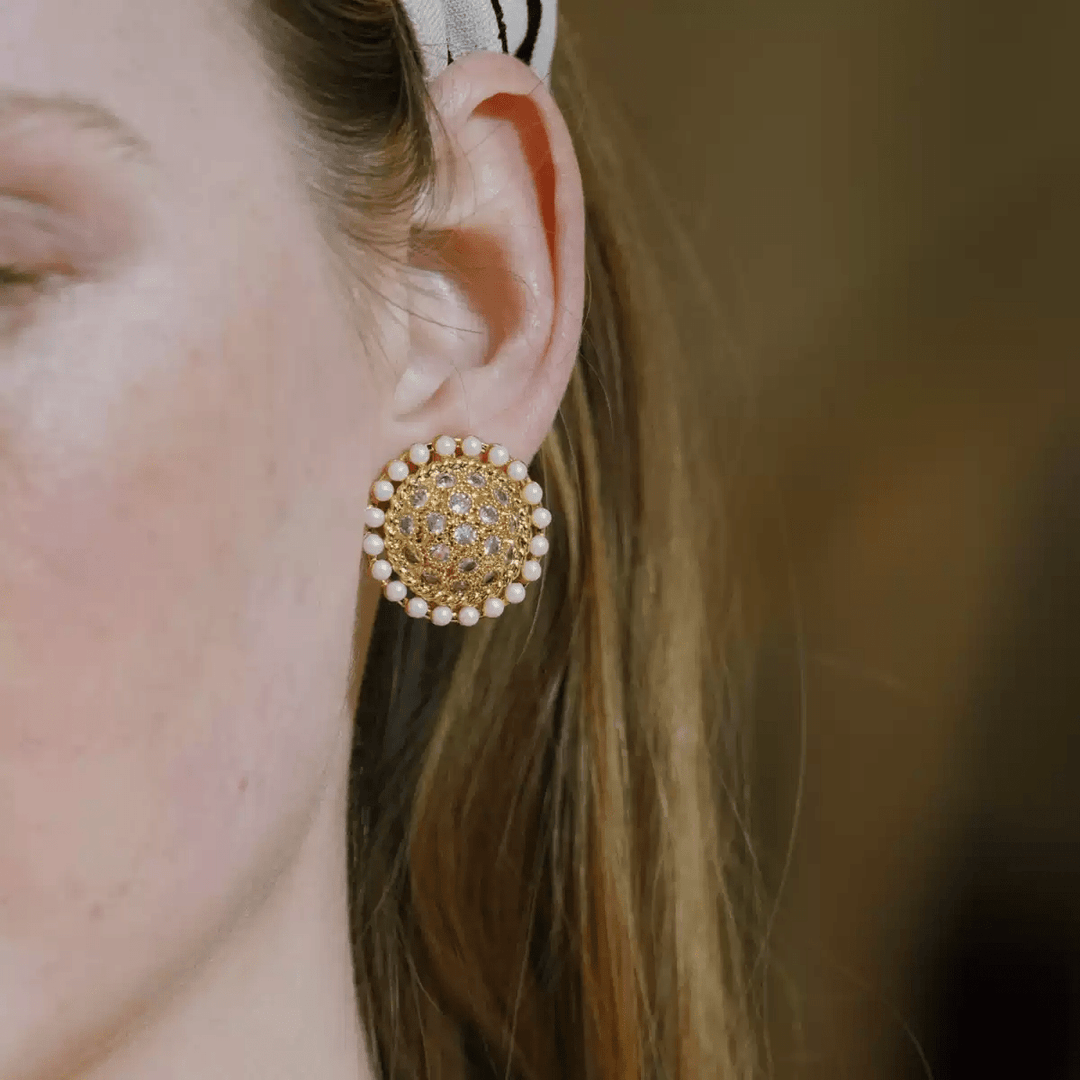 Crown of Hera – Handmade Vintage Pearl and Crystal Earrings – Hera - WonderlandByLilian