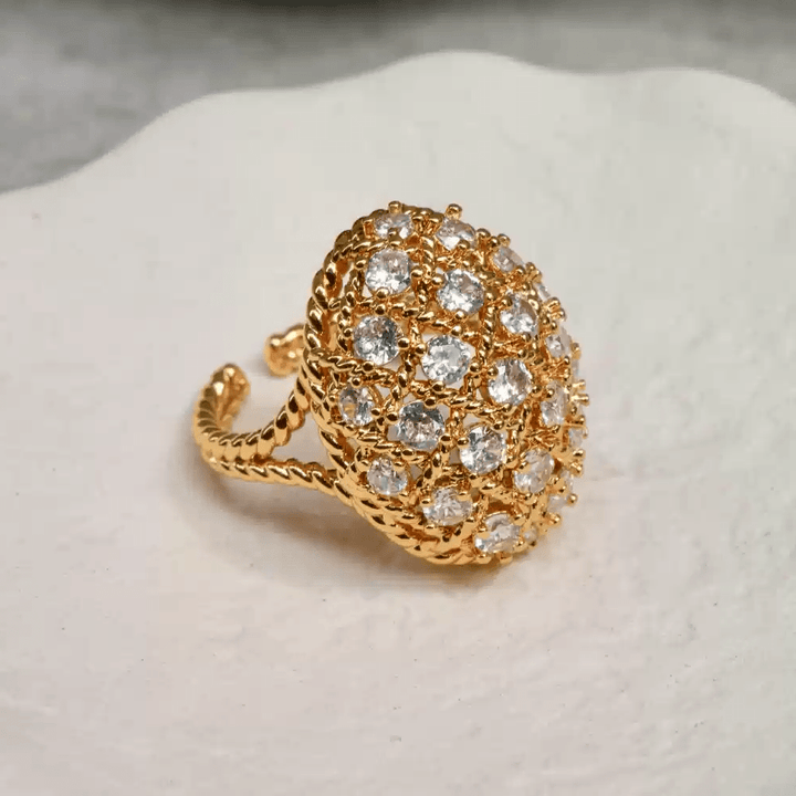 Crown of Light – Handmade Vintage - Style Crystal Dome Ring - Queen of Denmark - WonderlandByLilian