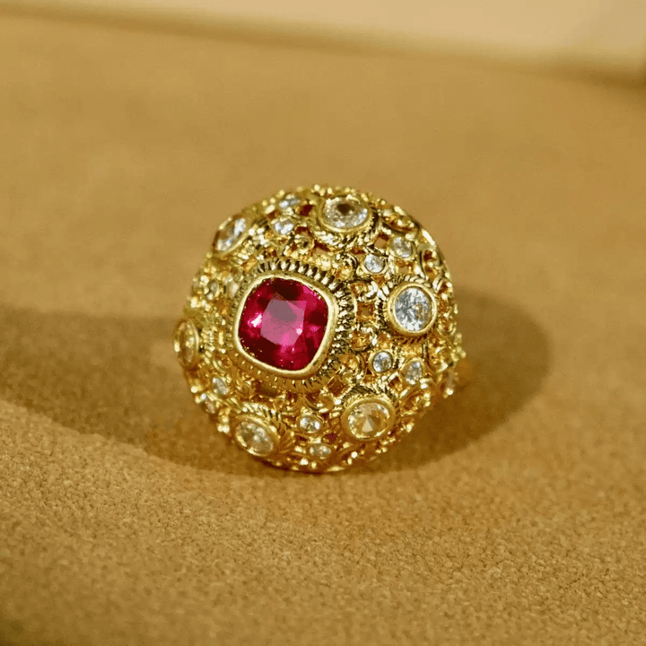 Crown of Scarlet – Vintage Red Gemstone Dome Ring – Game of Thrones - WonderlandByLilian